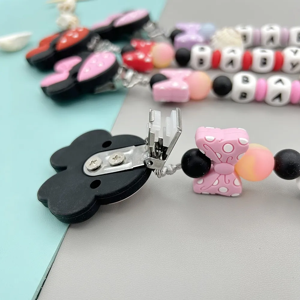 Colgante de cuentas luminosas de silicona con letras personalizadas para bebé, soporte de cadena para chupete, mordedor, juguete Kawaii, regalos