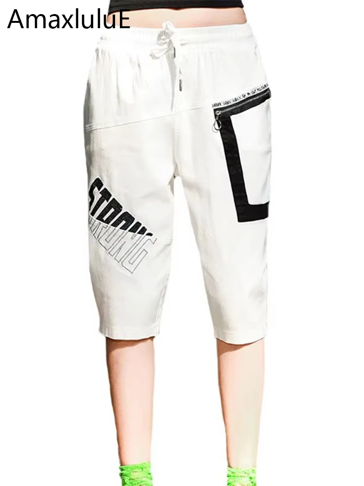 Amax luluE 2025 Summer Harem Trousers Womens Fashion Loose Vintage Printed Elastic Zipper Pants Females Casual Luxury Streetwear