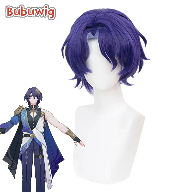 

Bubuwig Synthetic Hair Dr. Ratio Cosplay Wigs Honkai: Star Rail Dr. Ratio 35cm Short Men Party Mixed Purple Wig Heat Resistant