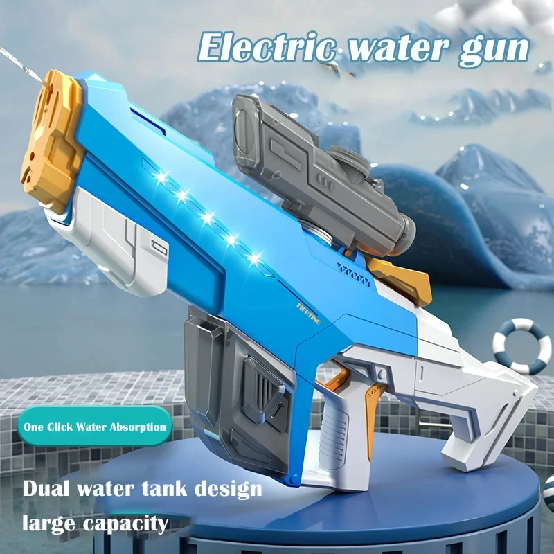 Fully Automatic Suction Water Gun Electric Toy High Pressure Water Blaster Pool Summer Outdoor Beach Pool Battle Party Water Toy