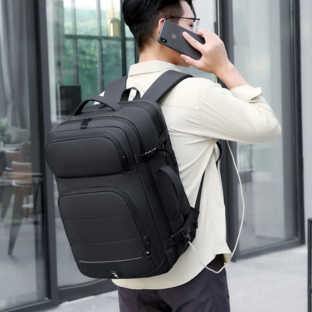Men Travel Backpack Large Capacity Expandable Business Trip Aircraft Cabin Bag Man Multifunctional With USB Port Laptop Backpack
