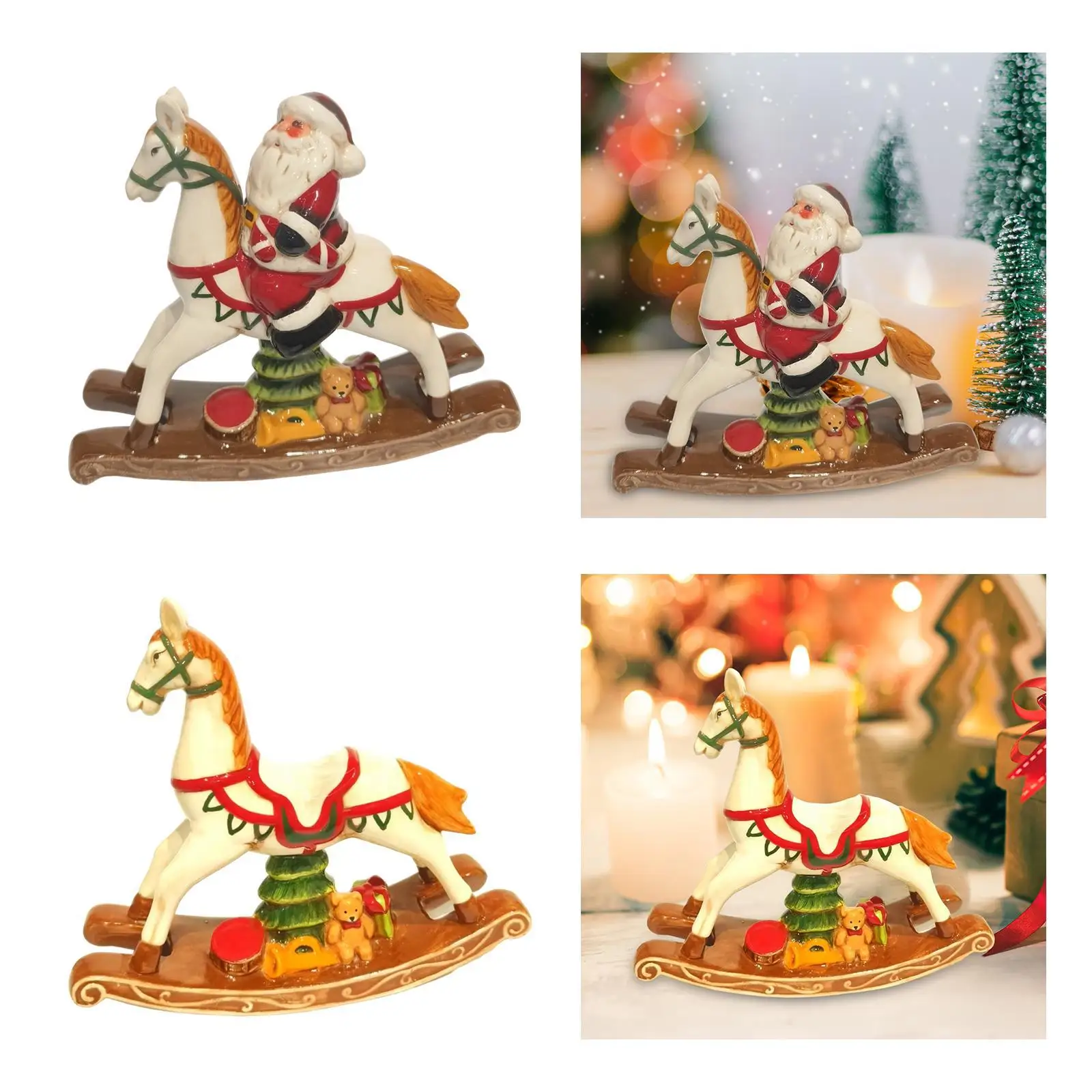 Christmas Decoration Rocking Horse Ornament Crafts Figure Creative Horse Statue