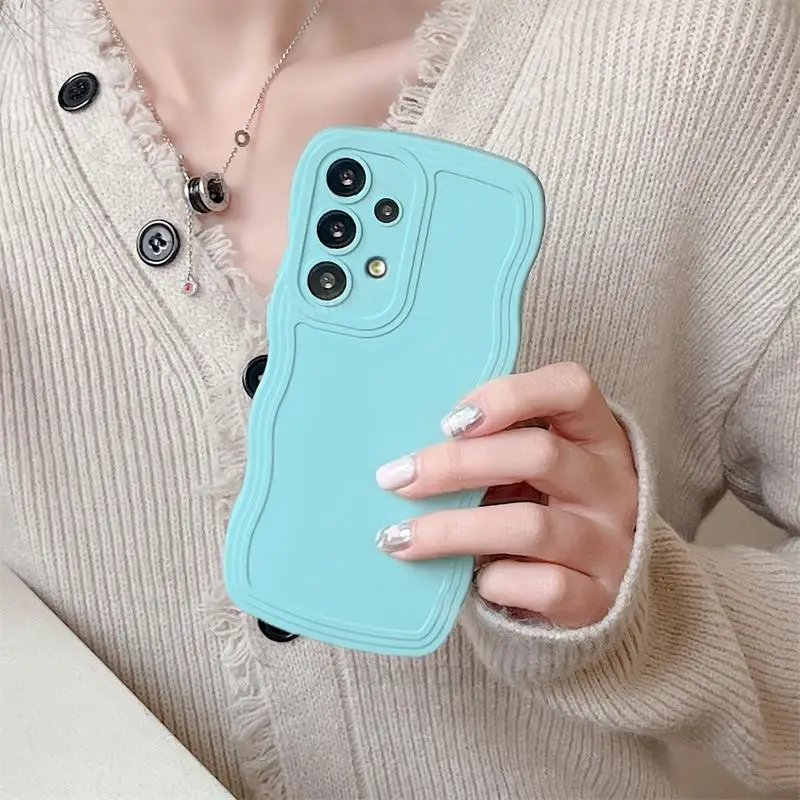 A 52 53 13 Cute Candy Liquid Silicone Case For Samsung Galaxy A52 A53 A33 A73 A13 A23 4G 5G A72 A32 A12 A51 A71 Curly Wavy Cover