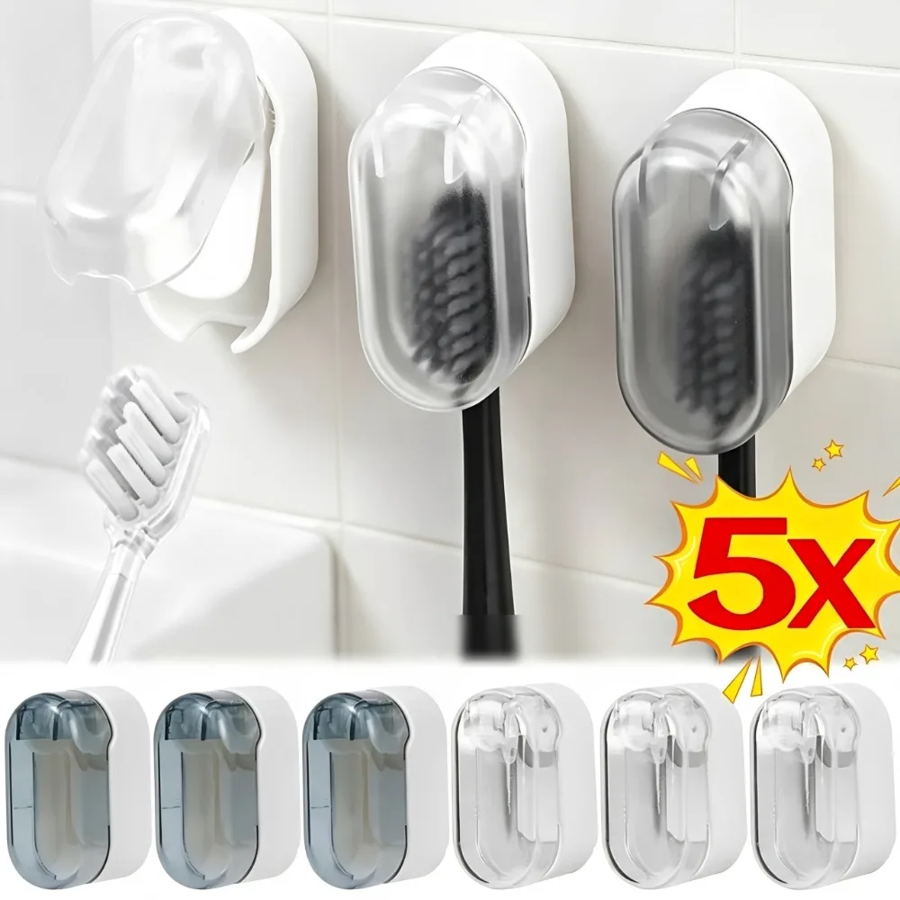 Dustproof Automatic Flip Toothbrush Holder Wall-Mounted Punch-free Toothbrushes Boxes Home Bathroom Travel Portable Organizer