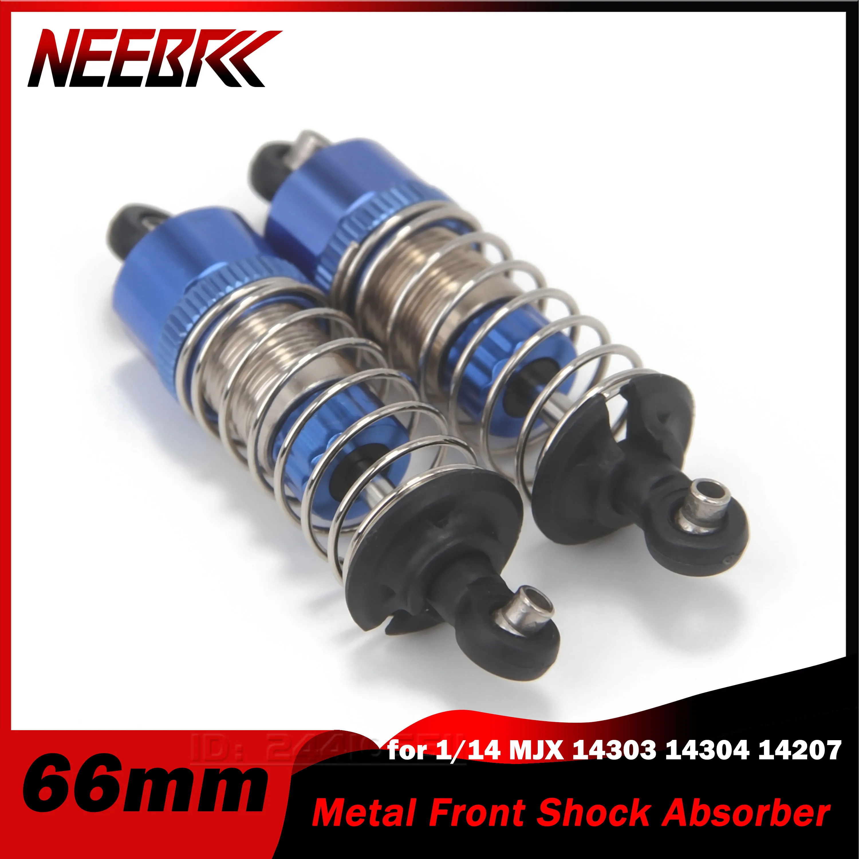 

NEEBRC 66mm Metal Front Shock Absorber Damper Suspension for 1/14 RC Model Car Monster Truck MJX14303 14304 14207 Upgrade Part