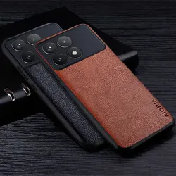 Leather Case For Poco X6 Pro Premium Business Style Retro Litchi Pattern Back Cover for xiaomi poco x6 pro phone case