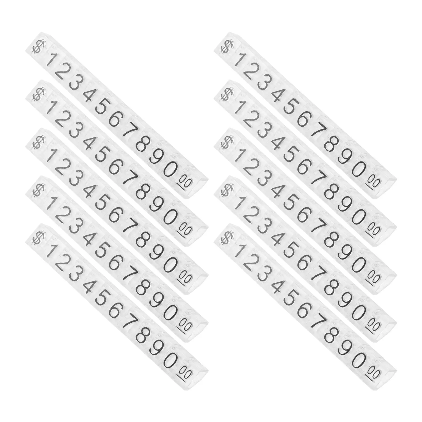 10Pcs Adjustable Price Display Cube Numbers Clear Retail Price Tags 1.7x0.2 Inch Stackable Jewelry Counter Sign
