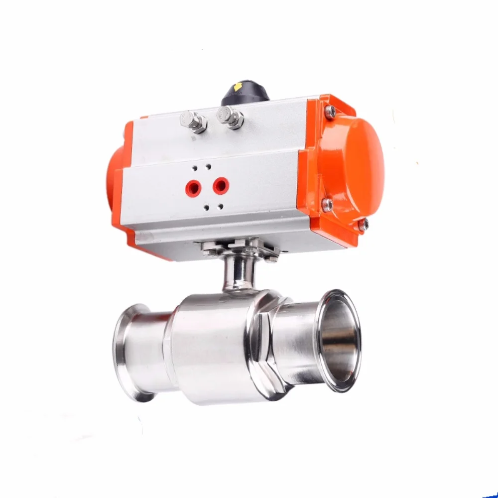

Clamp Φ19Φ25Φ32 OD50.5mm Pneumatic Ball Valve SS304 Sanitary Grade Clamp Quick Connect Chuck Straight Through Double Acting