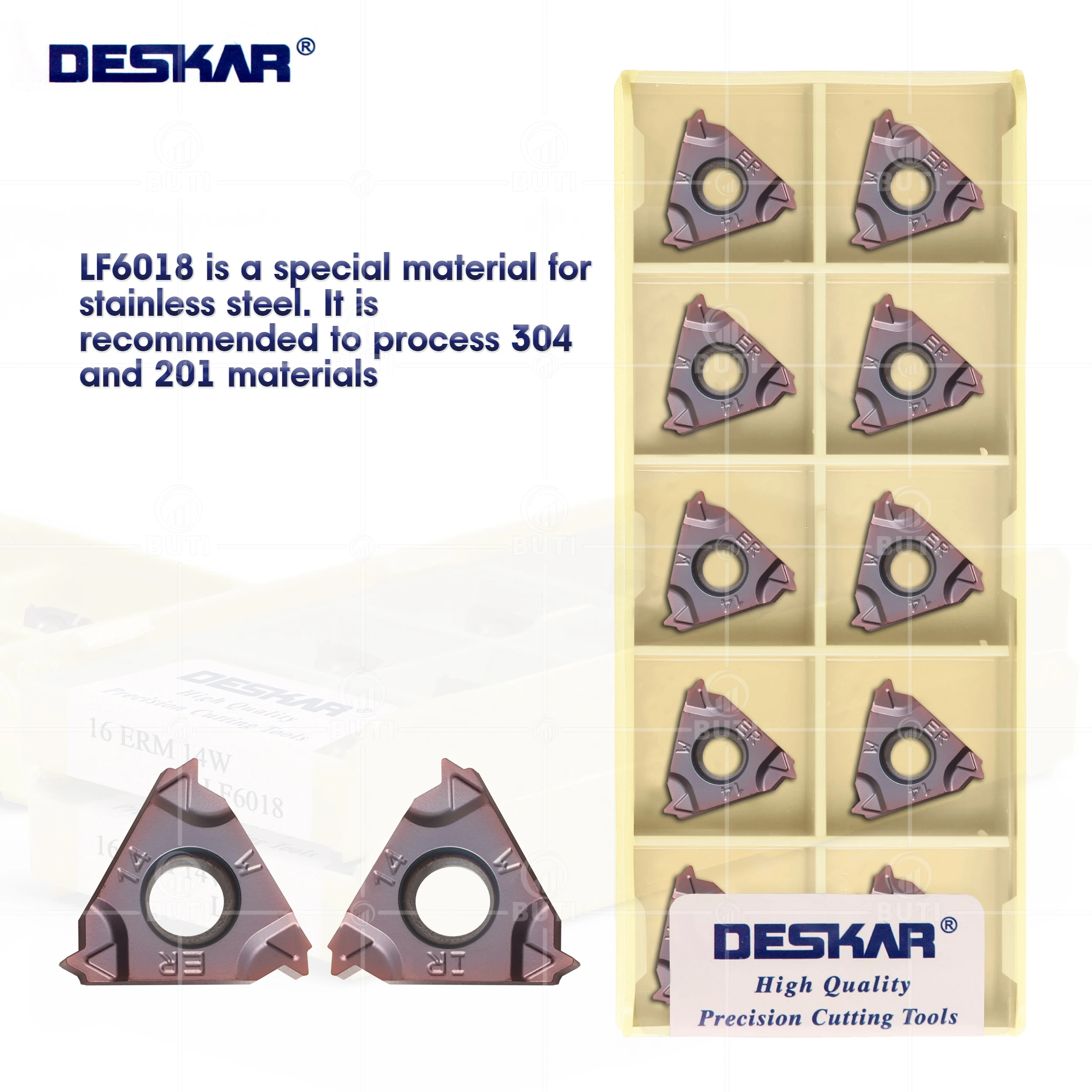 Deskar-cnc Cortador de Torno para Lâmina de Carboneto de Rosqueamento Indexável 100 Original 16erm 16irm 11w 14w Ag55 Ag60 Lf6018 Aço Inoxidável