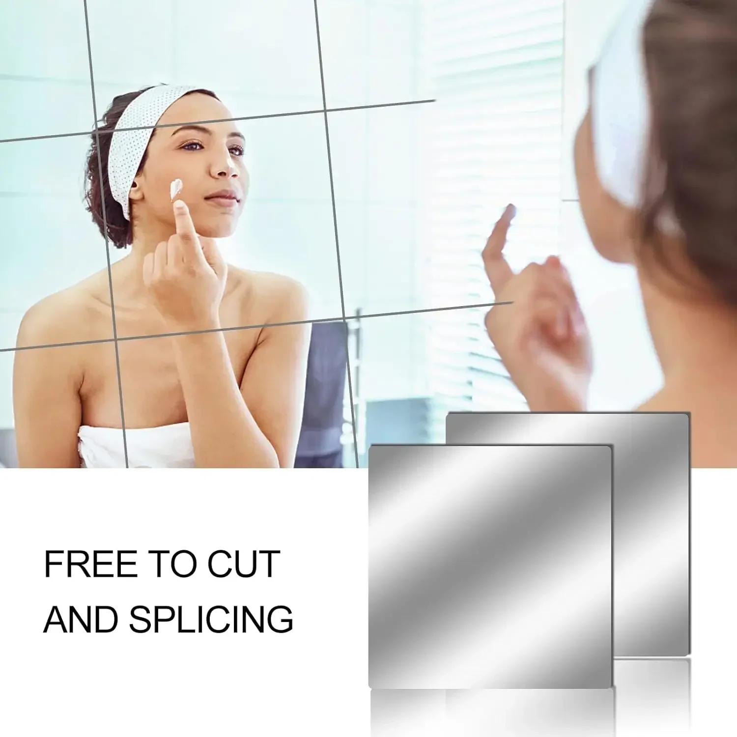 4 pcs Acrylic Flexible Square Cuttable Wall Mirror Stickers, Self Adhesive Reflective Unbreakable Frameless Mirror DIY Craft