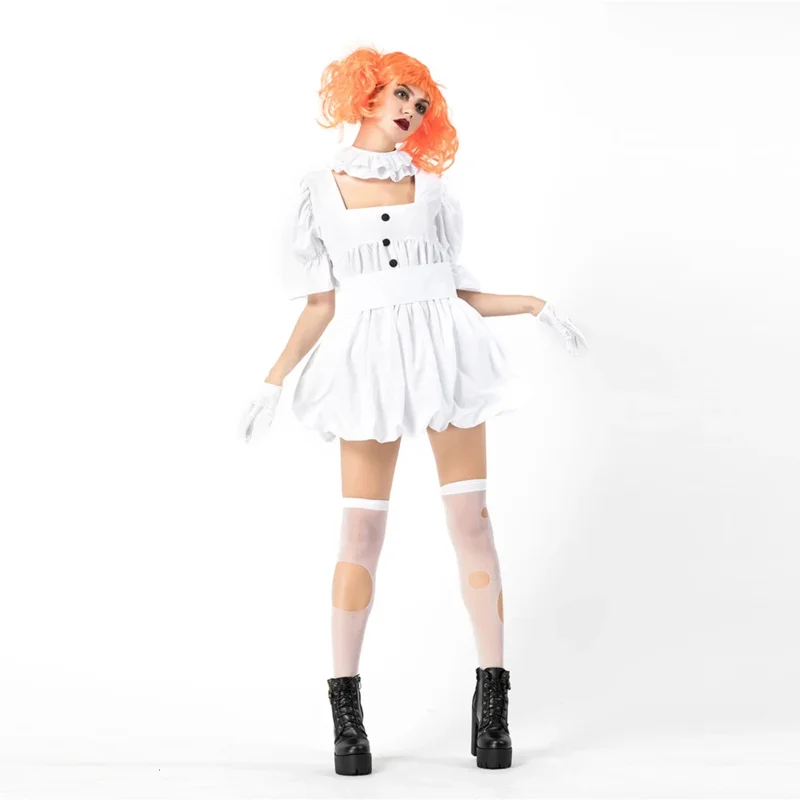 VASHEJIANG White Stephen King's It Cosplay Costume Adult Pennywise Costume women Sexy Clown Costume for halloween Outfit Suit