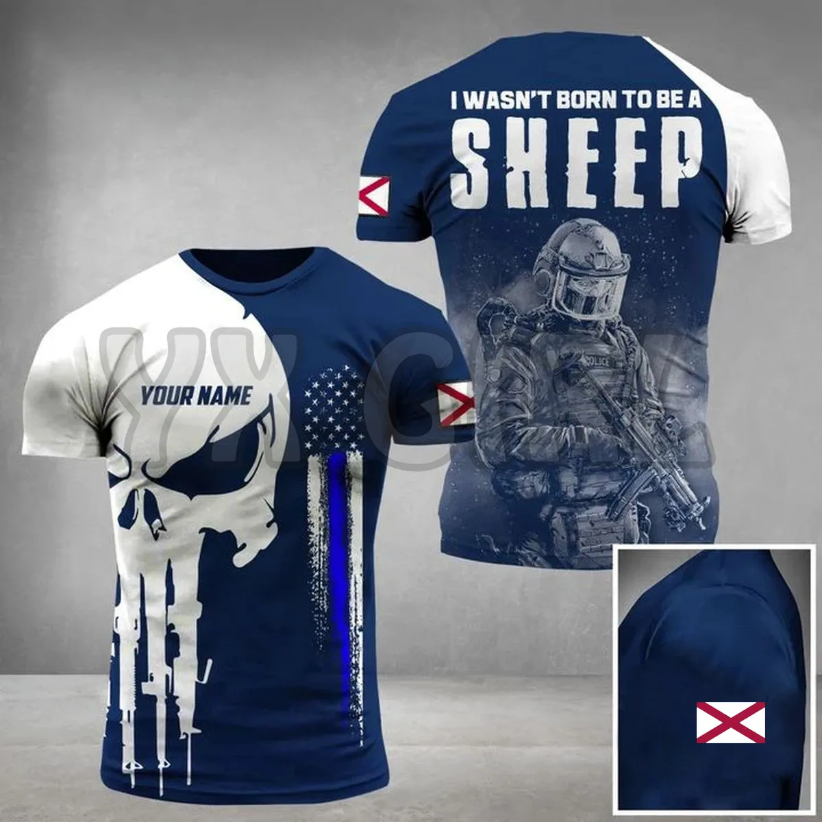 2022 Summer Fashion Personalized Alabama Police I Wasn Born To Be A Sheep 3D All Over Printed Tee Tops shirts Unisex Tshirt