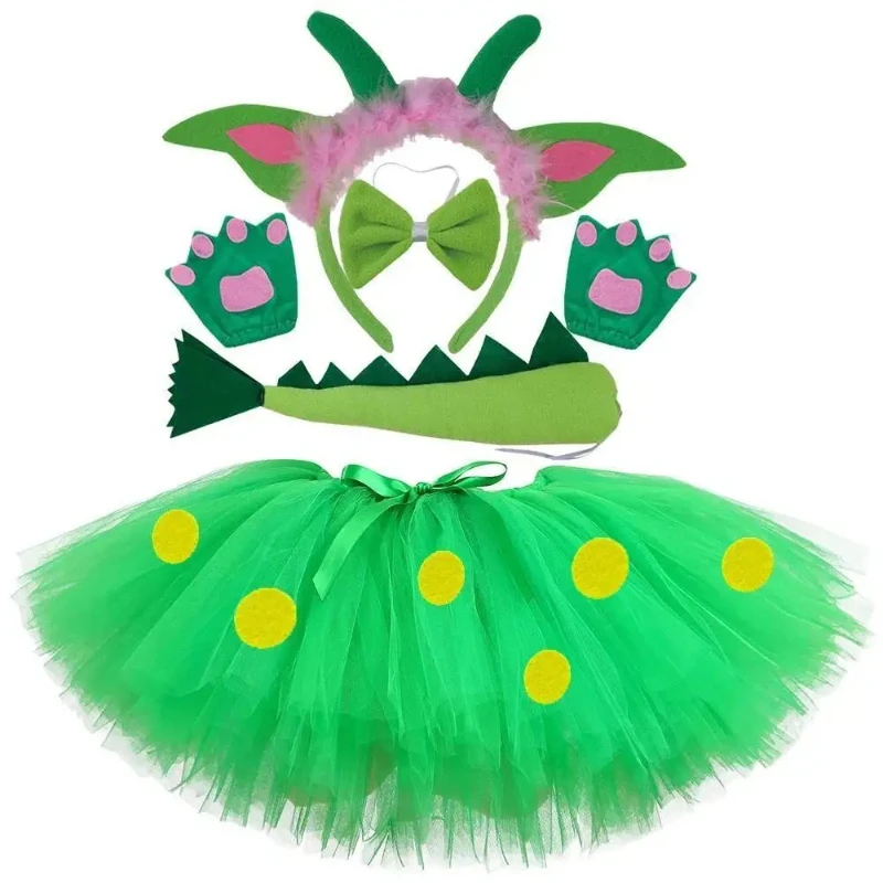 Baby Girls Green Dinosaur Tutu Skirt Outfit for Kids Pterosaur Halloween Costumes Children New Years Christmas Ballet Tutus Suit