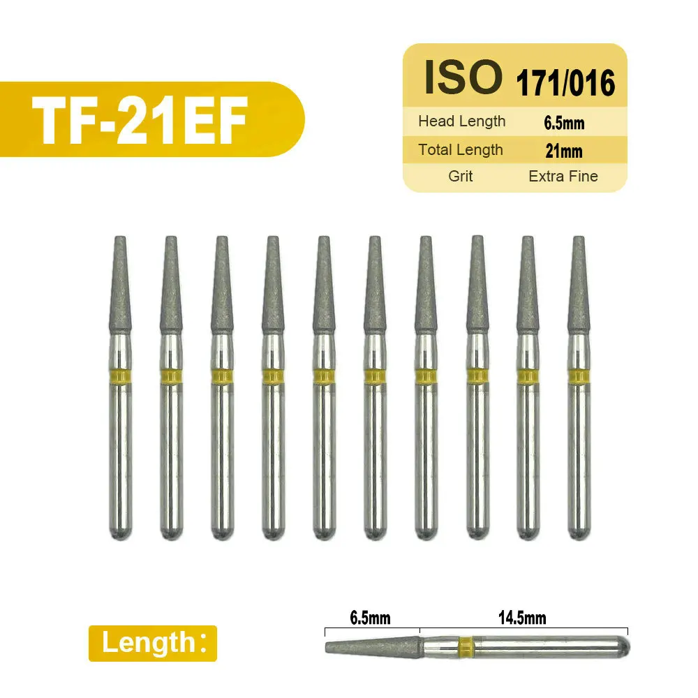 Fresas dentales de diamante, herramienta de Odontología de alta velocidad, diámetro de mango de 1,6mm, Material Dental FO-34EF