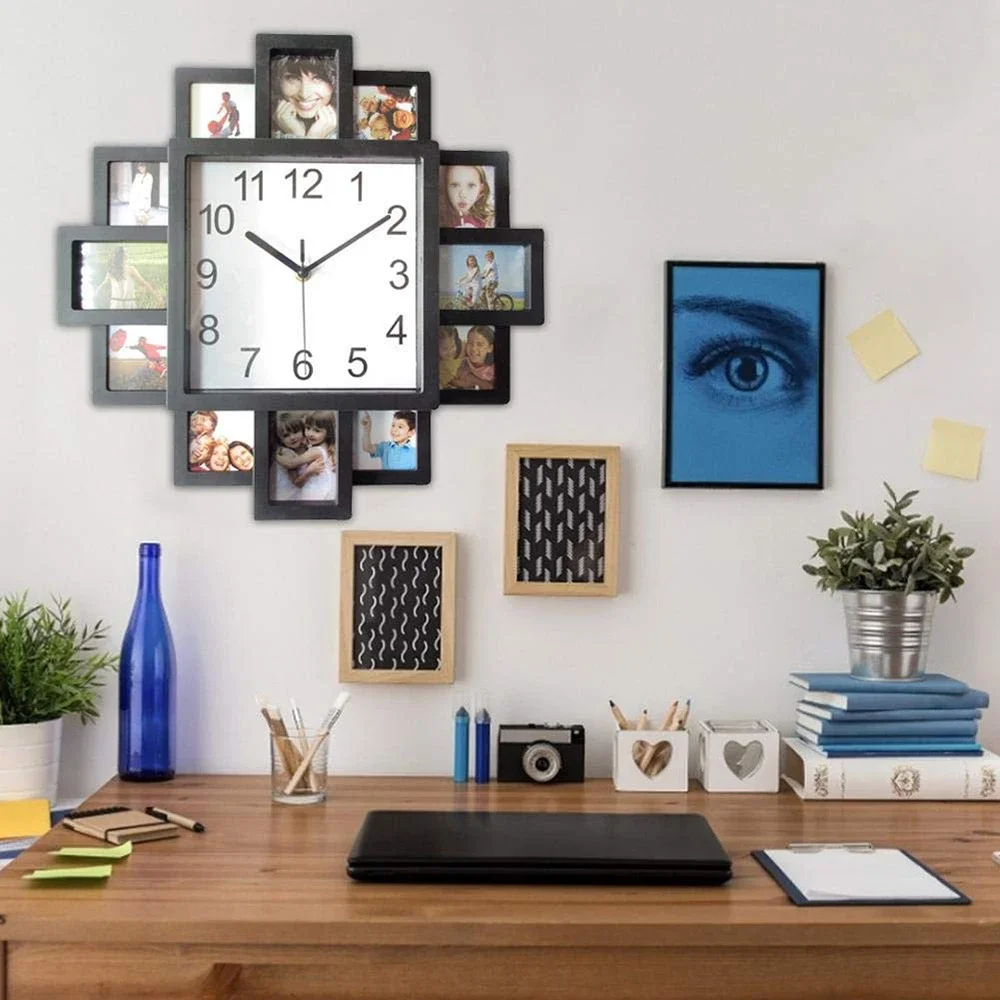 New Large Wall Clock Photo Frame Modern Design 3d Clocks Living Room Home Decor Picture Display Create Valentines Day Gift