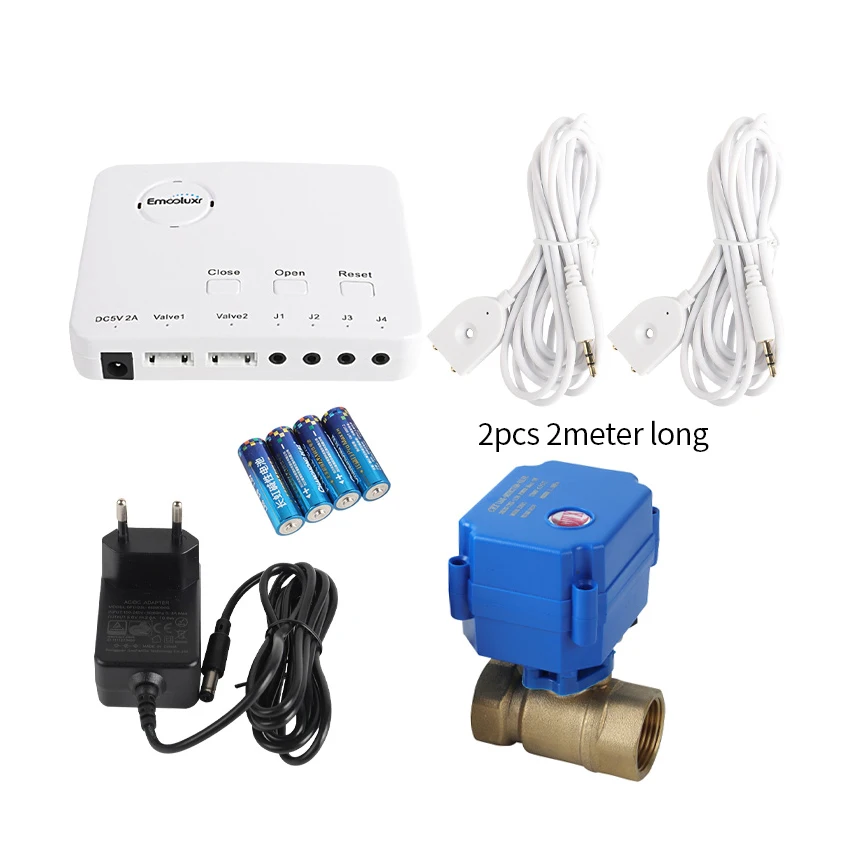 

Громкая сигнализация с быстрым откликом, детектор утечки воды 1/2 дюйма, 3/4 дюйма, 1 дюйм, автоматический запорный клапан и датчик воды 2 м для домашних заводских утечек