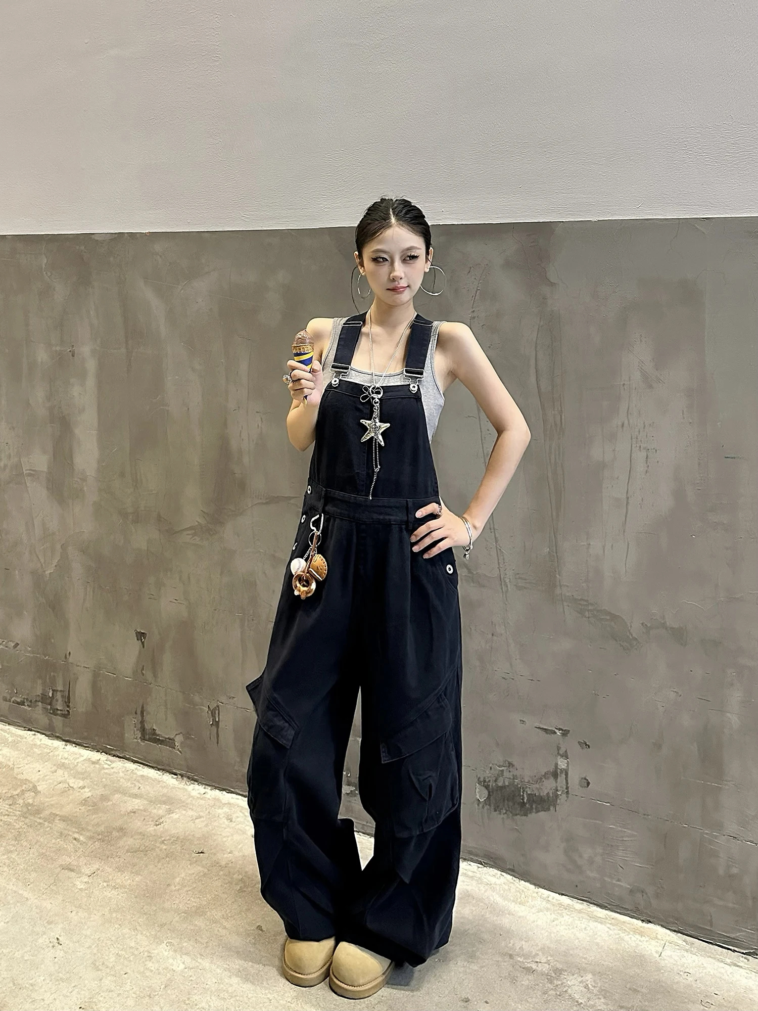 Pantalones de trabajo Retro americanos para mujer, pantalones informales sueltos de gama alta, monos de pierna ancha a la moda, cómodos con cintura en L