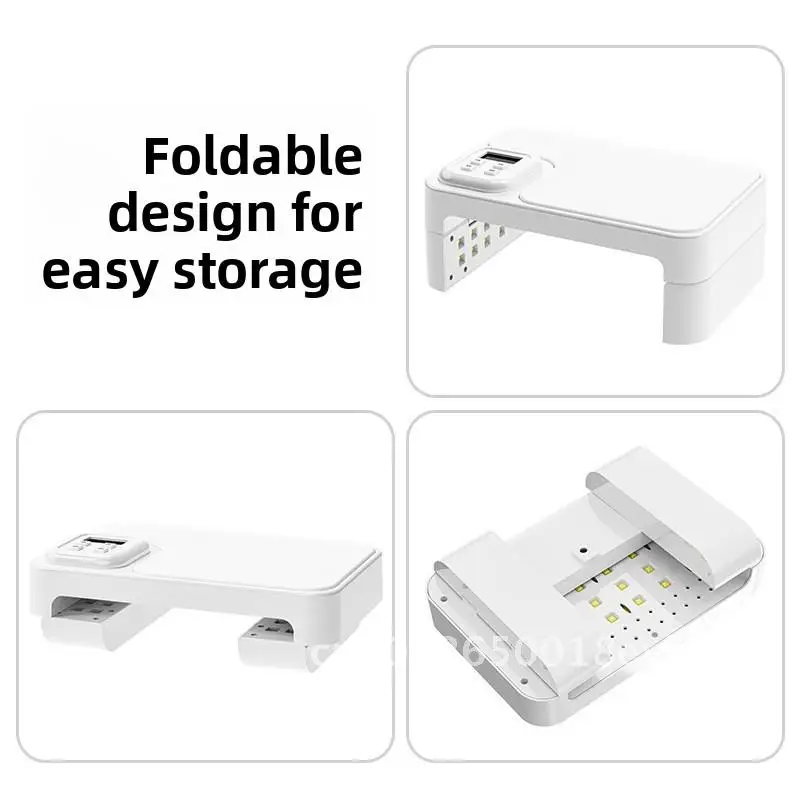 Lampa UV do fototerapii paznokci o mocy 180W, składana, szybkoschnąca, do polerowania, do utwardzania kleju do paznokci, białe poduszki pod dłonie.