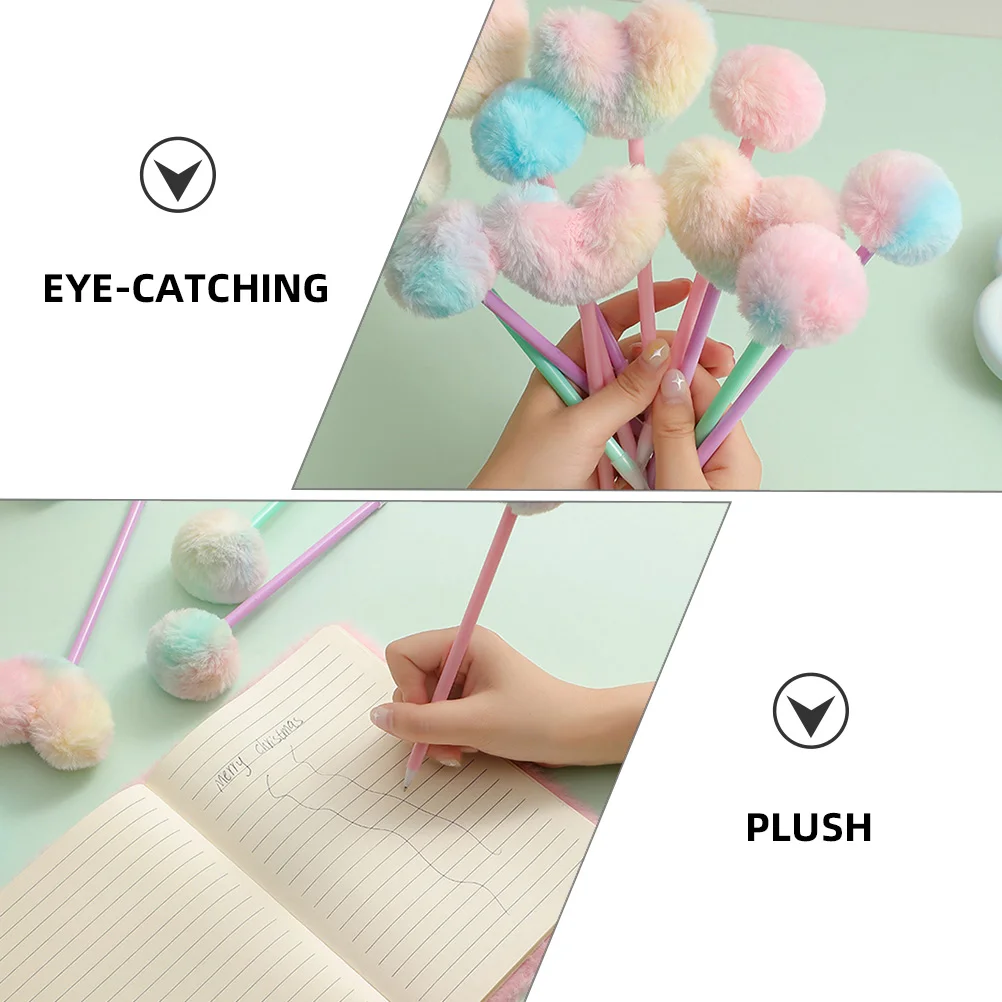 5 Pcs Hair Ball Accounting Pen Fountain Student Signature Pens Abs Fluffy Heart