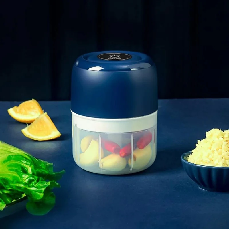 1 Electric Garlic Press, Grinder, Onion Chopper, 260ML Meat Grinder, Ginger and Chili Vegetable Crusher, Kitchen Food Mixer
