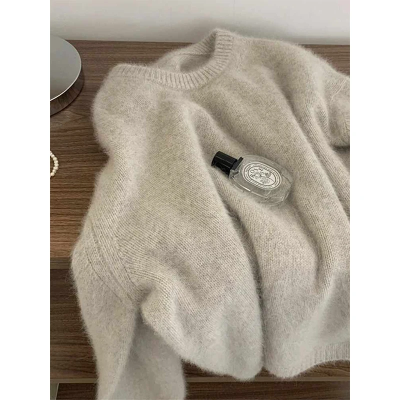 Grey Sweater Women Streetwear Long Sleeve Knitted Pullovers Korean Fashion O Neck Jumpers Autumn Winter Ladies Casual Knitwear