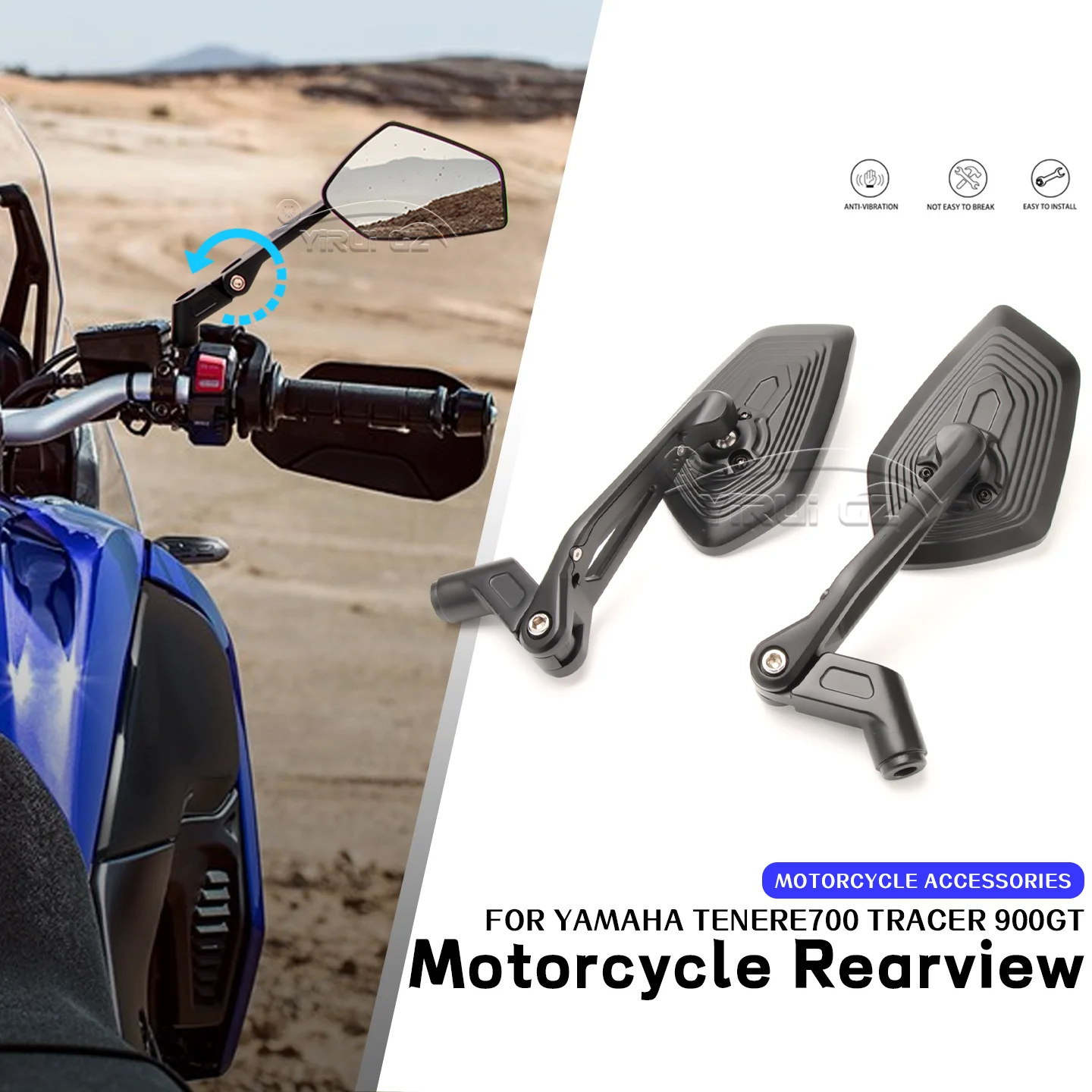 

For YAMAHA TENERE700 TENERE 700 Tracer 900GT Tracer 900 GT Motorcycle Rearview Mirror Aluminum Adjustable Side Rear View Mirrors