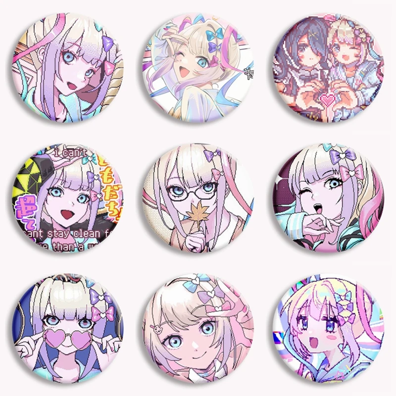 Pin de botón de dibujos animados KAngel ame-chan, broche de estilo Anime gótico Lolita, insignia de juego, decoración de bolsa, coleccionable para fanáticos, 58mm