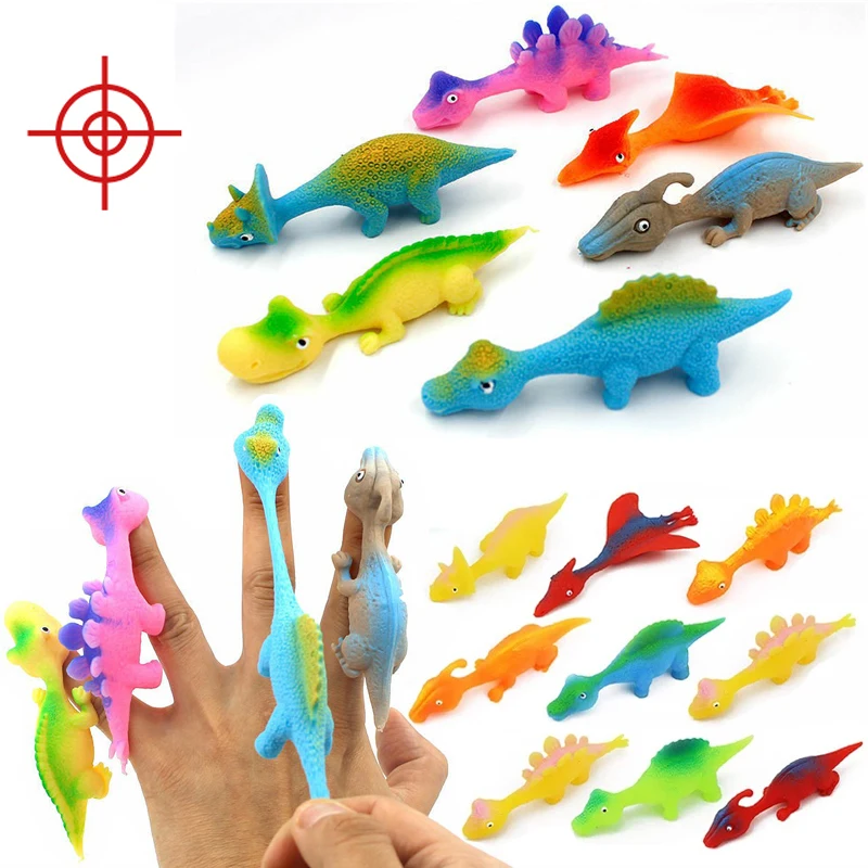 

5/10PCS Funny Finger Catapult Dinosaur Slingshot Sticky Wall Toys for Adults and Kids Vent Decompression Catapult Dinosaur Toy