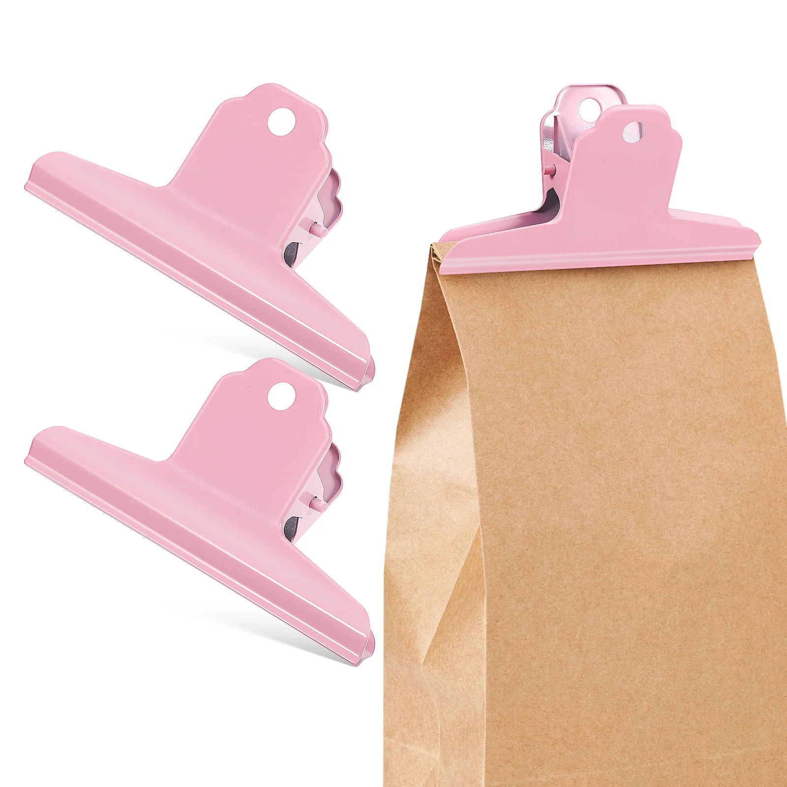 3 Pcs Paper Clips Mountain Metal Bull Clamps Binder Hinge 1000X540X330CM Chip Document Organizer Bag Pink