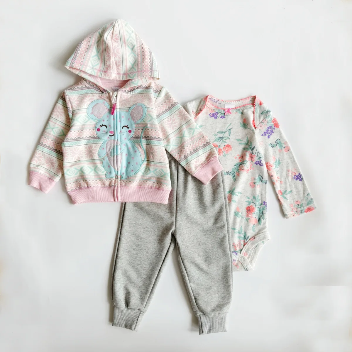 2024 Spring/Autumn Infant kids baby boys girls Cartoon 3-Piece Set: 3D Dinosaur Rabbit Suit Jacket + Long Pants + Hoodie