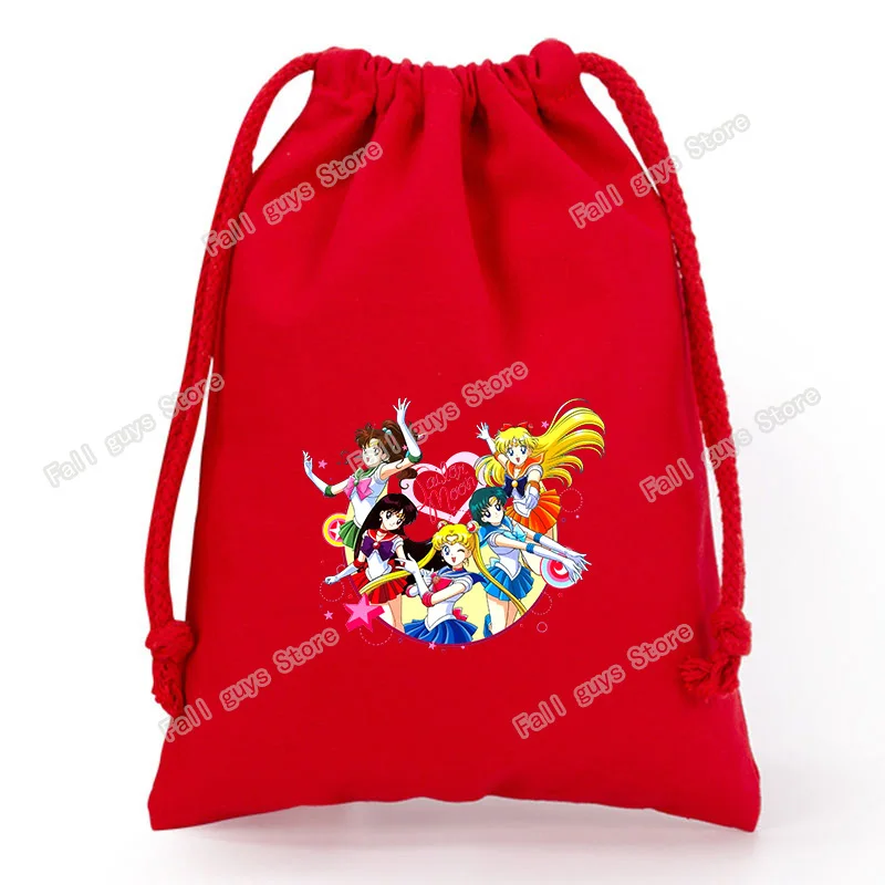 Sailors Moon Series Drawstring Bag Cartoon Candy Snacks Storage Pouch Cute Print Data Cable Power Bank Bags Birthday Gifts view 4