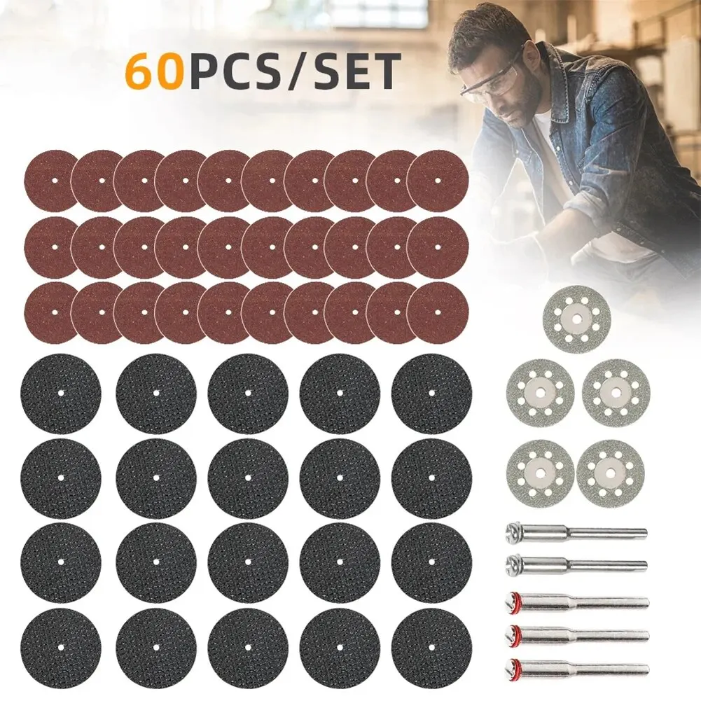 Diamond Cutting Blades 60pcs Sanding Wheel Woodworking Circular Saw Blades Metal Dremel Mini Drill Rotary Tool Accessories