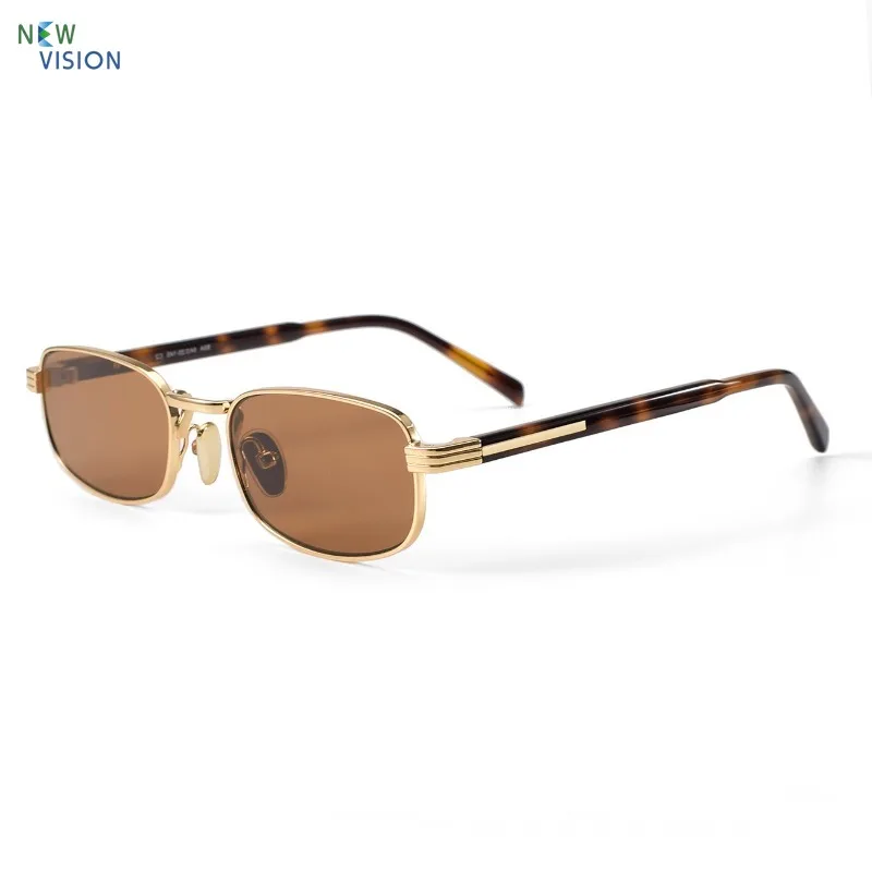 

Новые солнцезащитные очки с чайными линзами в золотой оправе, уличные мужские квадратные модные женские очки для вождения, металлические солнцезащитные очки с поддержкой линз по рецепту