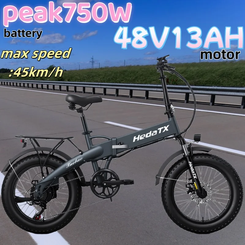 Foldable peak 750W Motor Off-Road Electric Bike 48V 13AH Lithium Battery 45km/h E-Bike 20 inch tire Mountain Electric bicycle image 2