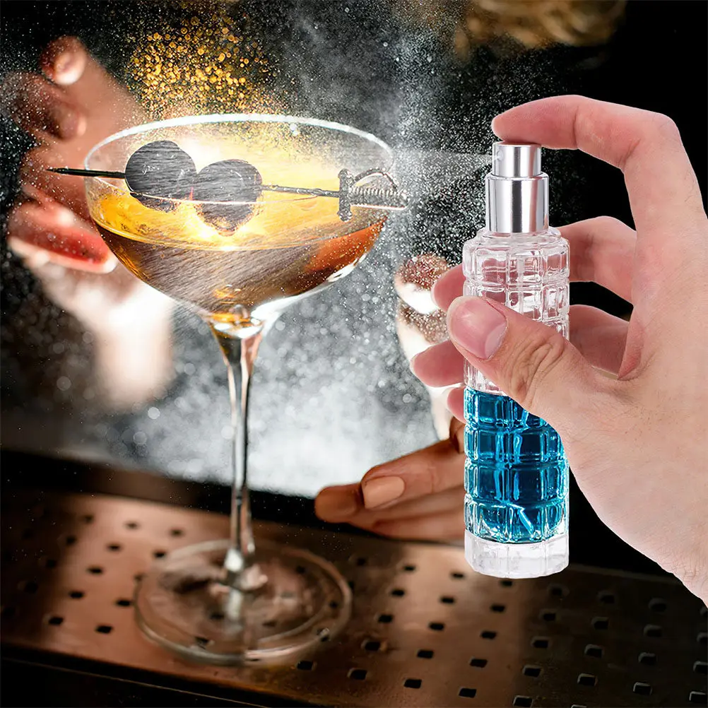 2Pcs Cocktail Atomizer Sprayer Glass Empty Spray Bottle Bitters Perfume Essential Oil Refillable Bar Supply Multipurpose Glass