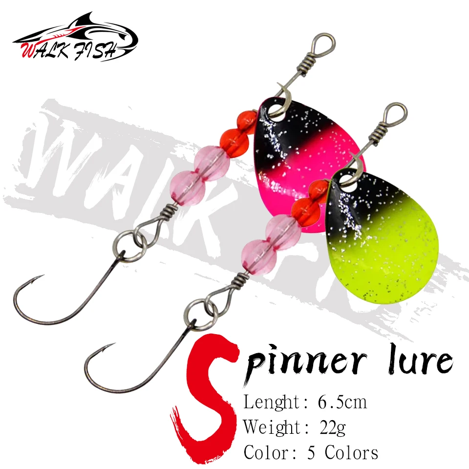 WALK FISH 2,2g Spinner-Köder Künstlicher Köder Rotierender Pailletten-Metall-Angelköder Aufwärtsgerichteter Forellen-Einzelhaken für Meeresangeln