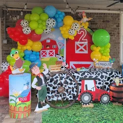 Ballons en Latex Imprimés à Motif de Vache, Kit d'Arche de Guirxiété, Fournitures de ixde Ferme, Décoration d'Anniversaire d'Animaux, Rouge, Jaune, Vert, 1 Ensemble