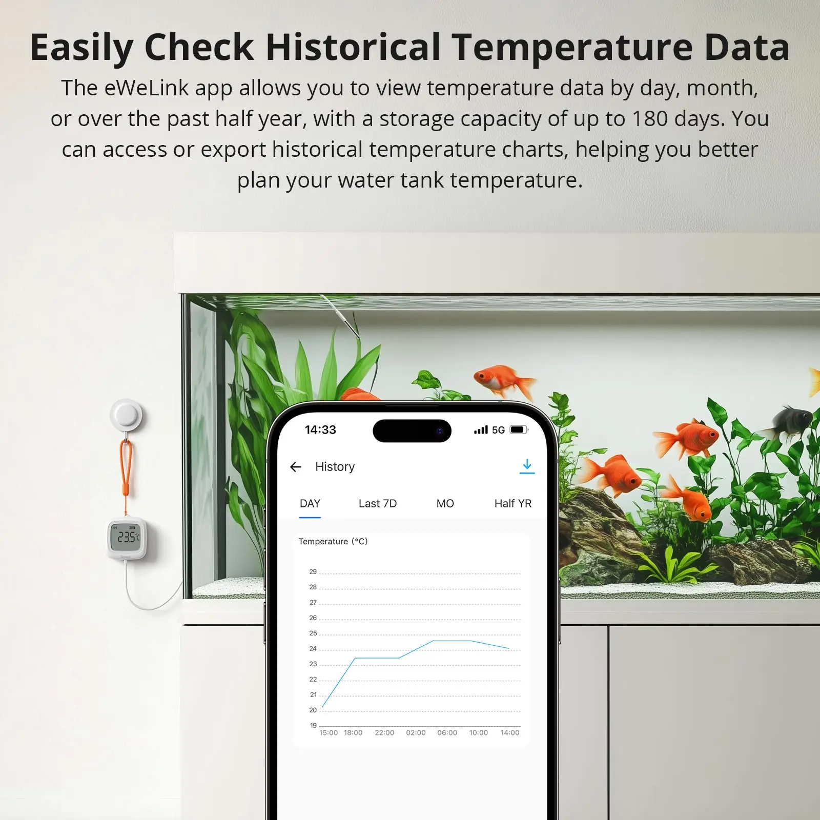 SONOFF SNZB-02LD IP65 Zigbee LCD Smart Home Thermometer with Probe for Pool Bathtub Fish Tank Liquid Requires Sonoff Zigbee Hub image 5