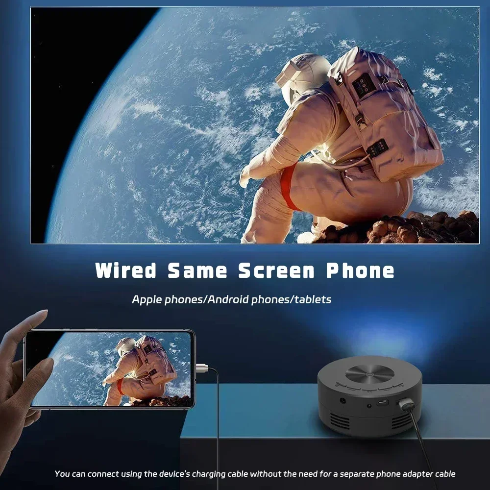 YT200 Smart Projector LED HD TV Video Projector For 4K 1500 Lumens Android Same Screen Home Cinema Outdoor Portable Mini Project