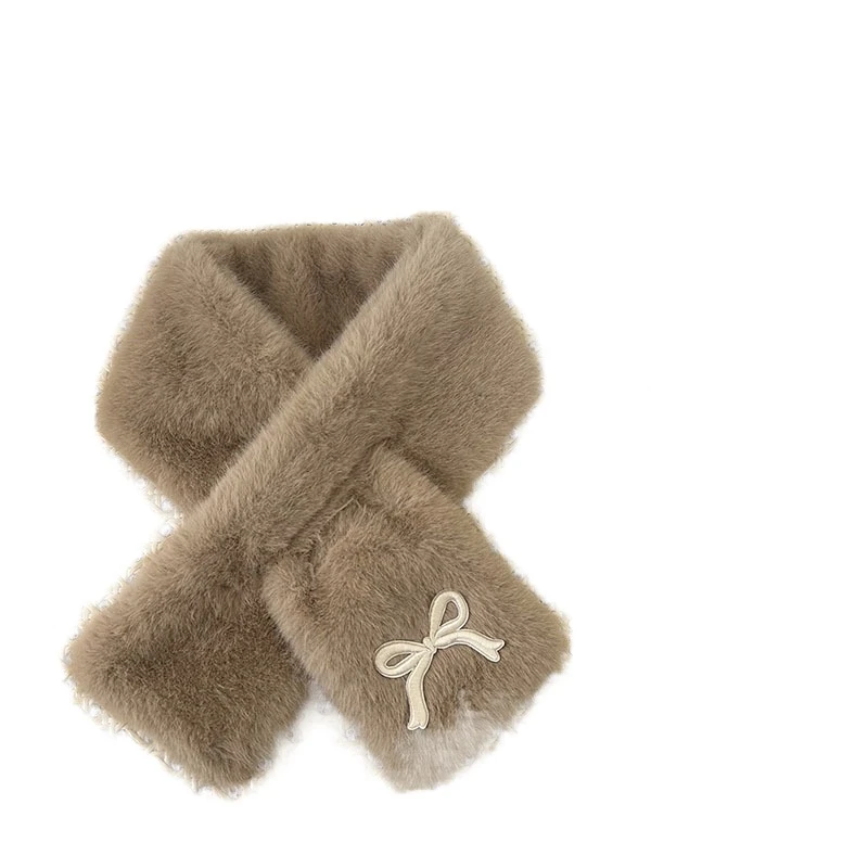 

Sweet Solid Color Bowknot Scarf Korean Style Warm Anti-Cold Neckerchief Casual Windproof Kids Plush Scarf Gifts