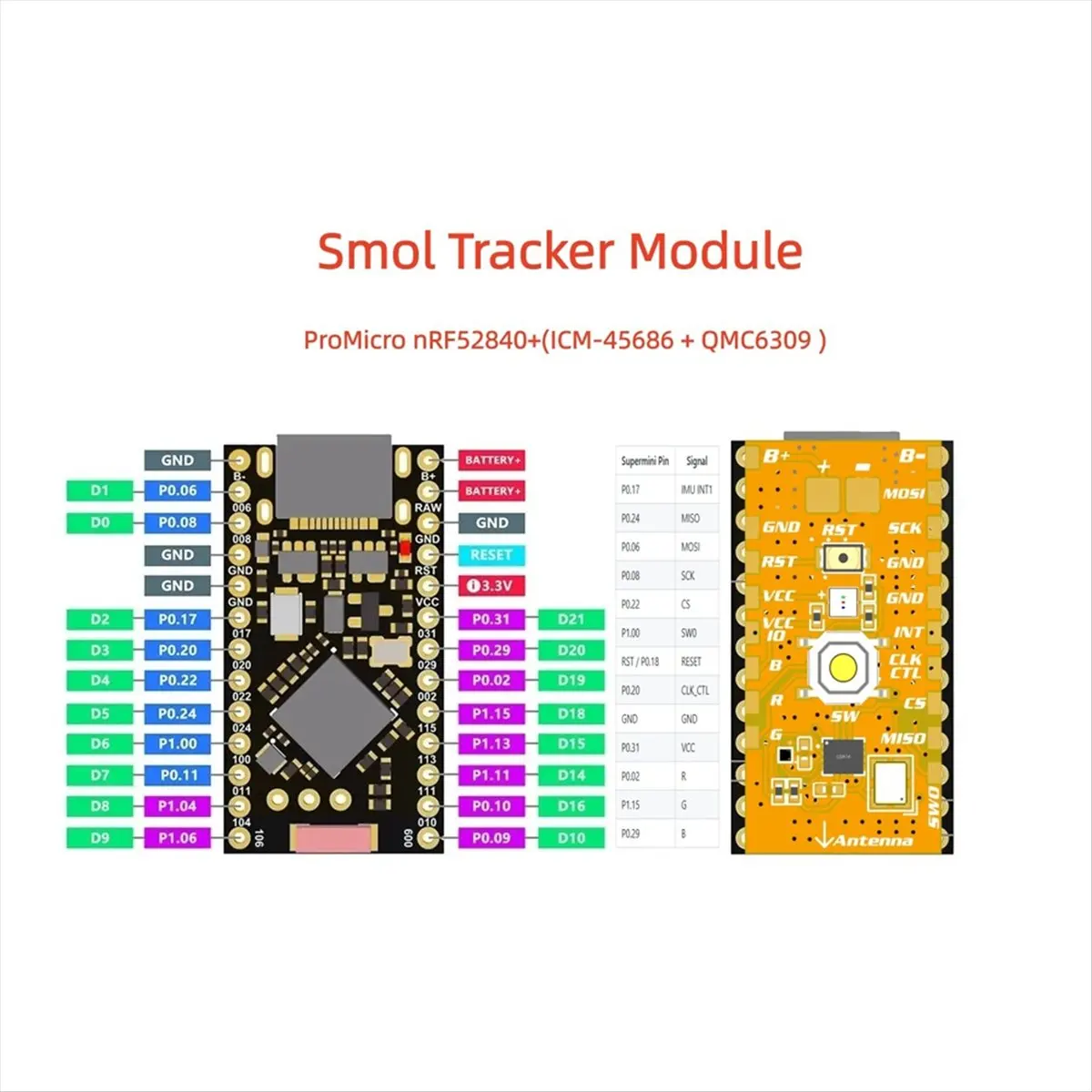-45686 + QMC6309 مع وحدة تعقب لوحة تطوير ProMicro NRF52840 لجهاز تعقب SlimeVR ومتتبع Smol Slime #1