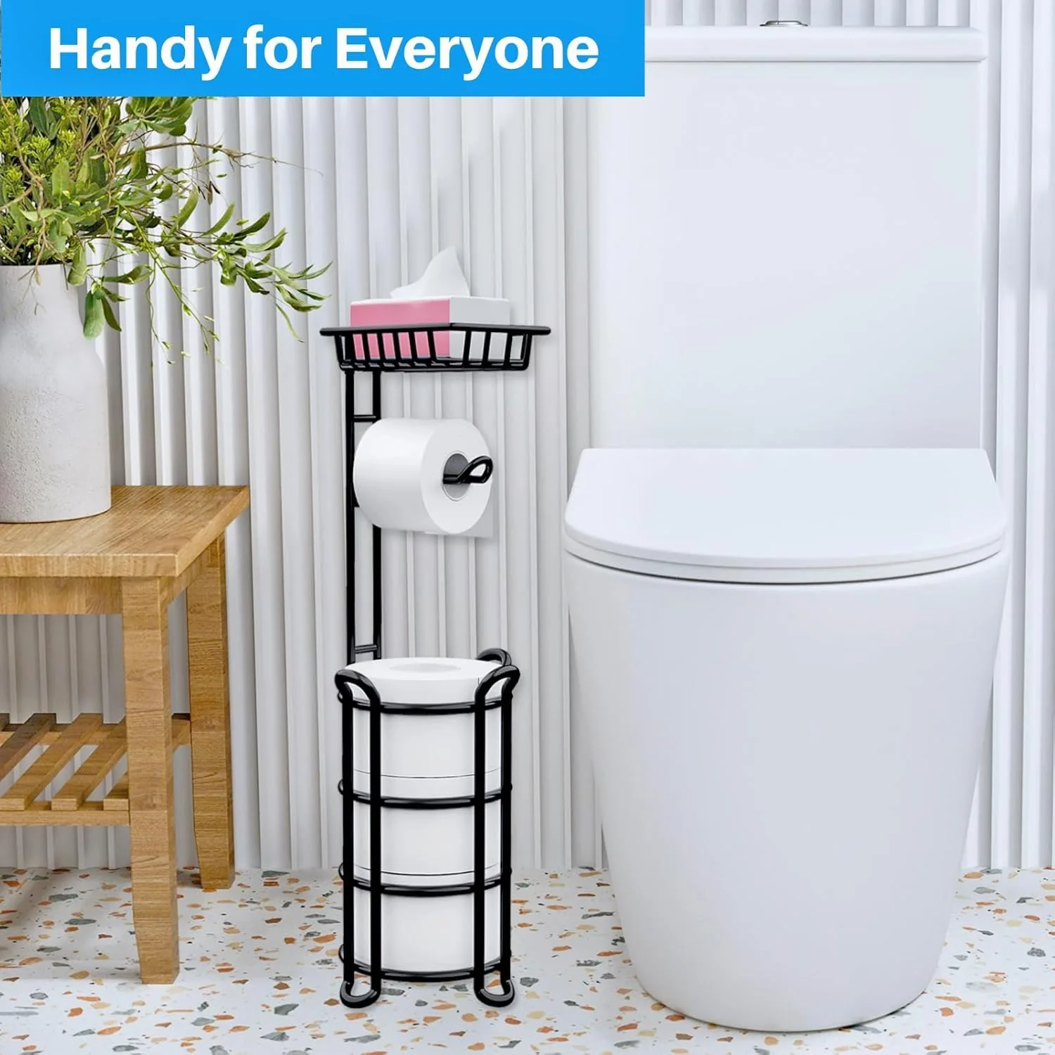 

Подставка для туалетной бумаги с полкой, отдельно стоящая стойка для хранения рулонов туалетной бумаги для ванной комнаты