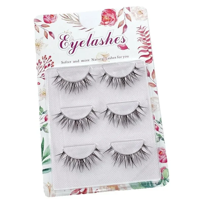 NEW Japanese Transparent Terrier Natural False Eyelashes Soft Stem Simulation Eye Tail with Long Air Eyelashes 3 Pairs Lashes