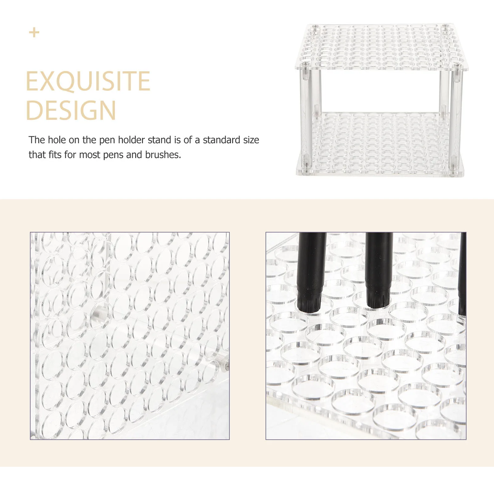 

Stylish Acrylic Pen Stand Rack for Home Office Table Top Organizer Marker Pencil Brush Display Holder Clear Desk Accessory Shelf