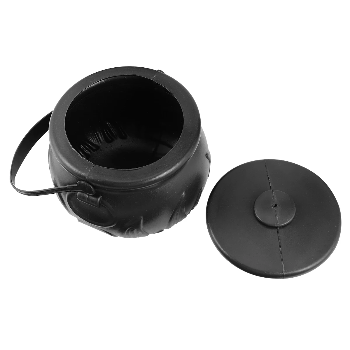 

Halloween Black Cauldron Candy Holder Witches Trick Or Treat Bucket Plastic Storage Container For Snacks Lightweight Portable