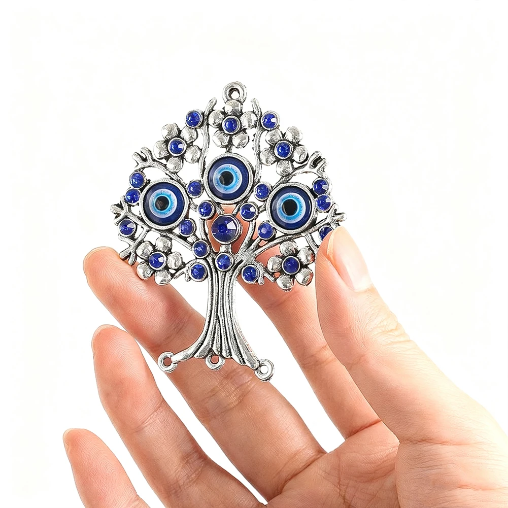 

Blue Evil Eye Tree of Life Amulet DIY Wind Chime Pendant Turkish Protection Blessing Sun Catcher Wall Decoration Component