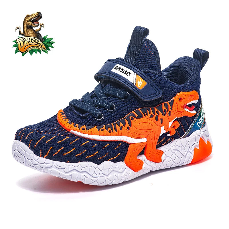 Dinosaur Shoes Boys Spring Flash mesh flash shoes children sports shoes leather surface boys