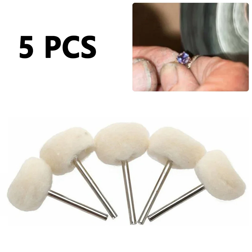 

5pcs Wool Polishing Brush Set With 2.35mm Shank Diameter For Buffing And Grinding Metal Stone Jewelry And Surfaces