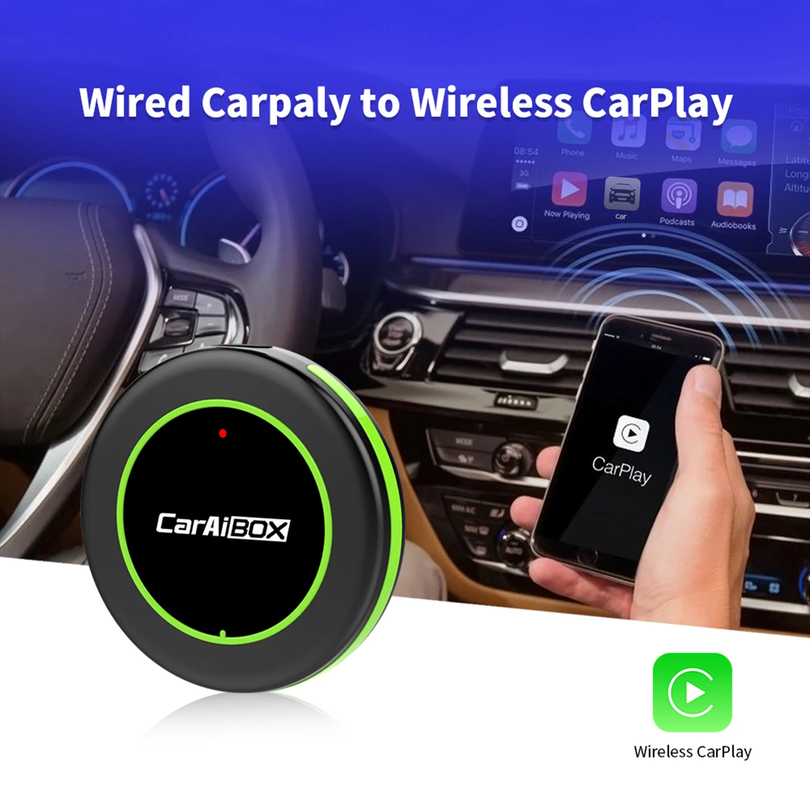 

Carplay Adapter Car Wired To Wireless Carplay Projection Box In Car Intelligent AI BOX Keep Original Voice Control Plug and Play