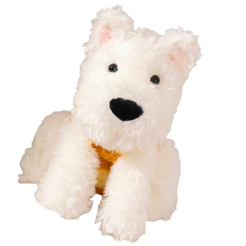 25/35cm Cute Plush West Highland White Terrier Toy Fluffy Real-life Stuffed Animals Dog Cosplay Bee Kids Toy Birthday Gift